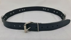 BELTE I LÆR 126 CM M/6ST. D-RINGER SORT