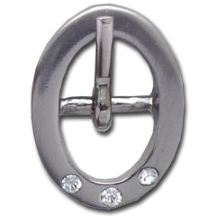 SPENNE 10MM BØRSTET NIKKEL OVAL M/TRE "DIAMANTER"