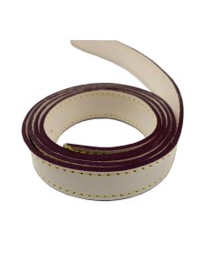 Skinnreim m/gul søm - natur - rødbrun kant - 19 mm