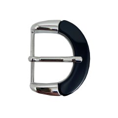 Spenne oval - m/resin - blank/svart - 40 mm