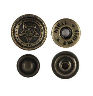 TRYKKNAPP - 15 MM - ANTIKK MESSING M/MOTIV - 100 PK