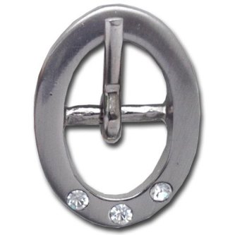 SPENNE 10MM BØRSTET NIKKEL OVAL M/TRE "DIAMANTER"