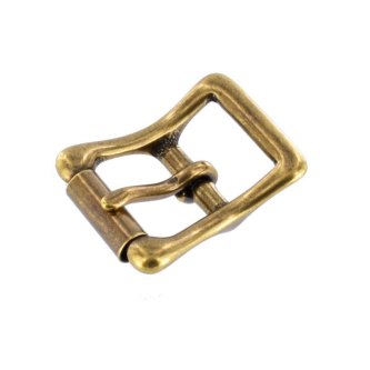 Spenne dobbel m/rull - antikk messing - 19 mm