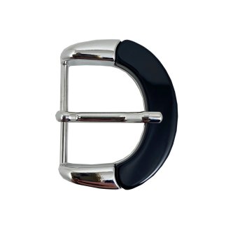 Spenne oval - m/resin - blank/svart - 40 mm