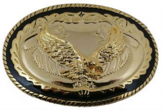 SPENNE ØRN,GULL, OVAL. SORT KANT